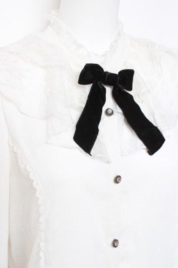 画像3: axes femme kawaii / レースフリル長袖ブラウス M 白 Y-26-01-31-048-AX-BL-SZ-ZY (3)