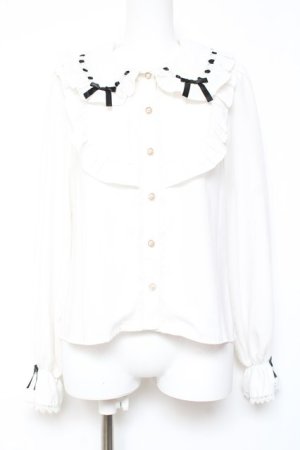 画像: axes femme kawaii / 梯子レース丸襟ブラウス M 黒 Y-26-01-31-051-AX-BL-SZ-ZY