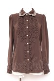 画像1: axes femme / ハートリボン刺繍ブラウス L 茶 Y-26-01-31-055-AX-BL-SZ-ZY (1)