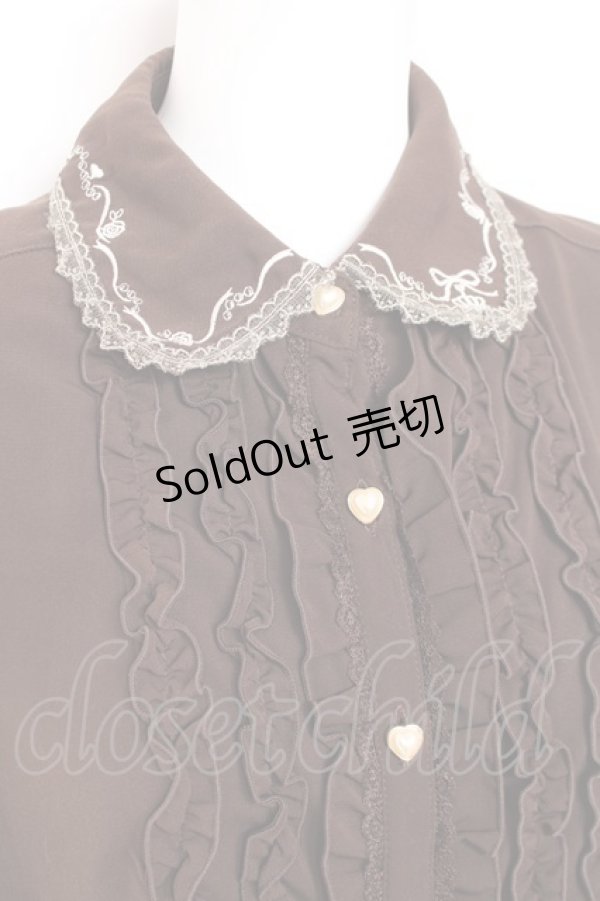 画像3: axes femme / ハートリボン刺繍ブラウス L 茶 Y-26-01-31-055-AX-BL-SZ-ZY (3)