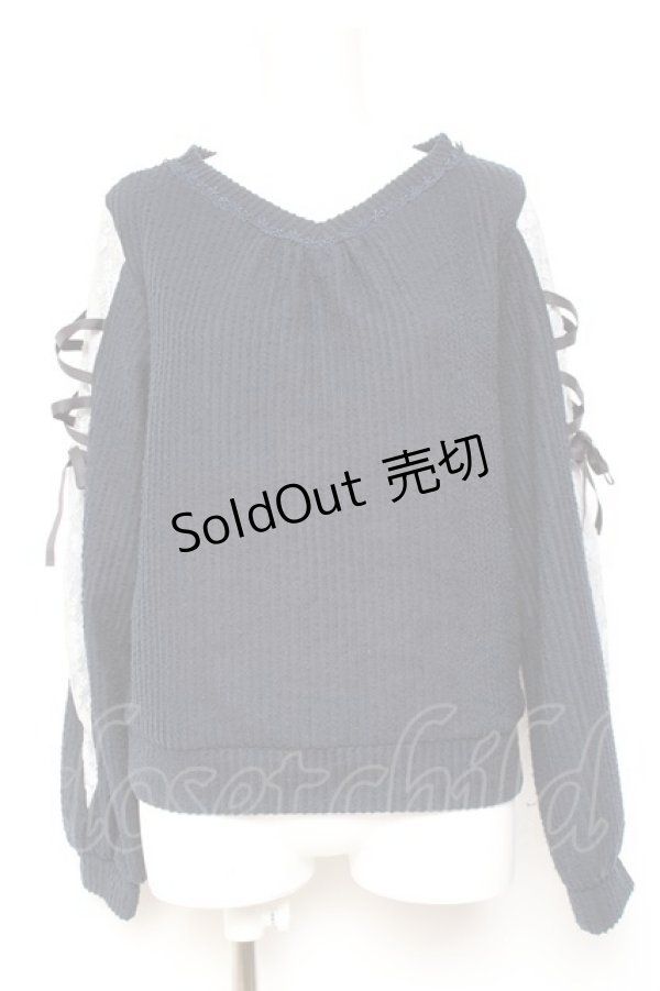 画像1: axes femme / 袖レースアップデザインプルオーバー F 紺 Y-26-01-31-057-AX-TO-SZ-ZY (1)