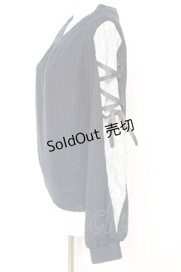 画像2: axes femme / 袖レースアップデザインプルオーバー F 紺 Y-26-01-31-057-AX-TO-SZ-ZY (2)