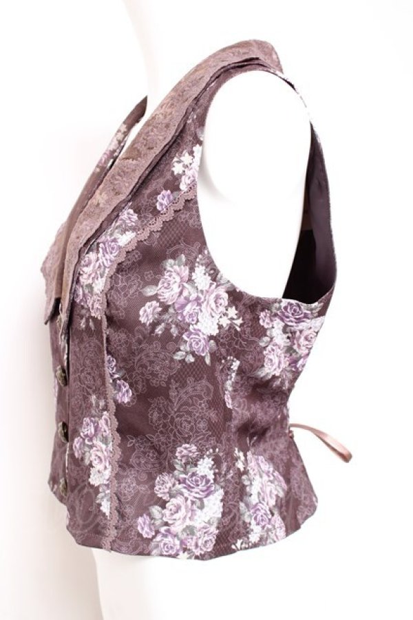 画像2: axes femme / グランブーケ柄レース襟ベスト F Dブラウン Y-26-01-31-058-AX-TO-SZ-ZY (2)