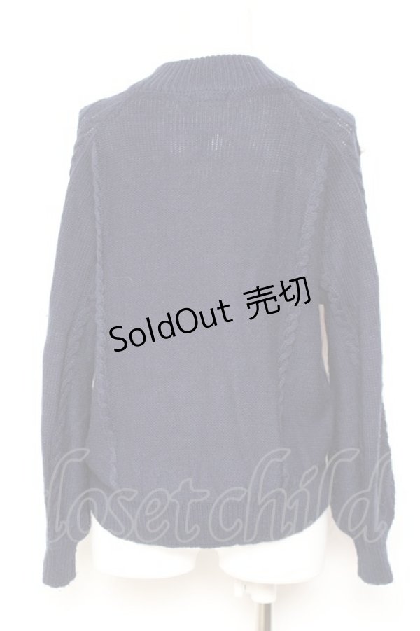 画像3: axes femme / 花刺繍ボトルネックニットプルオーバー M 紺 Y-26-01-31-060-AX-TO-SZ-ZY (3)