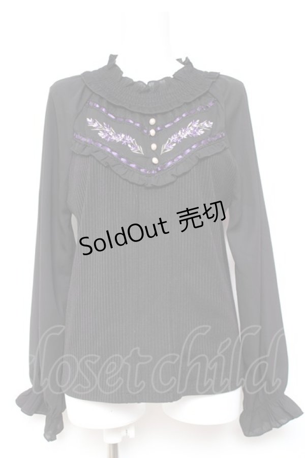 画像1: axes femme / フラワー刺繍プルオーバー M 黒 Y-26-01-31-062-AX-TO-SZ-ZY (1)