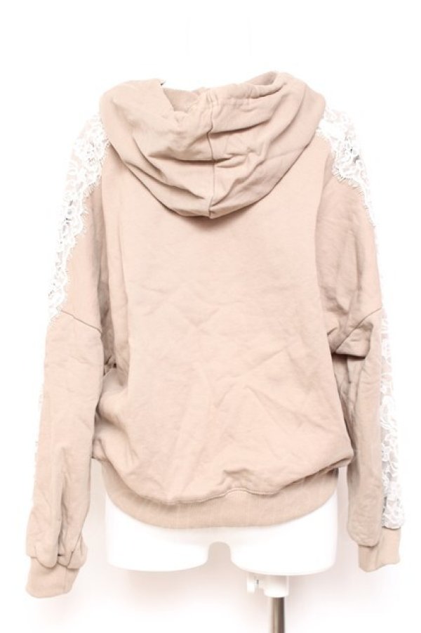 画像2: axes femme / 袖レース裏毛パーカー M ベージュ Y-26-01-31-063-AX-TO-SZ-ZY (2)
