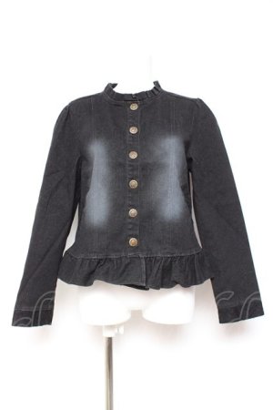 画像: axes femme NOSTALGIE / フリルネックデニムジャケット F 黒 Y-26-01-31-066-AX-JA-SZ-ZY