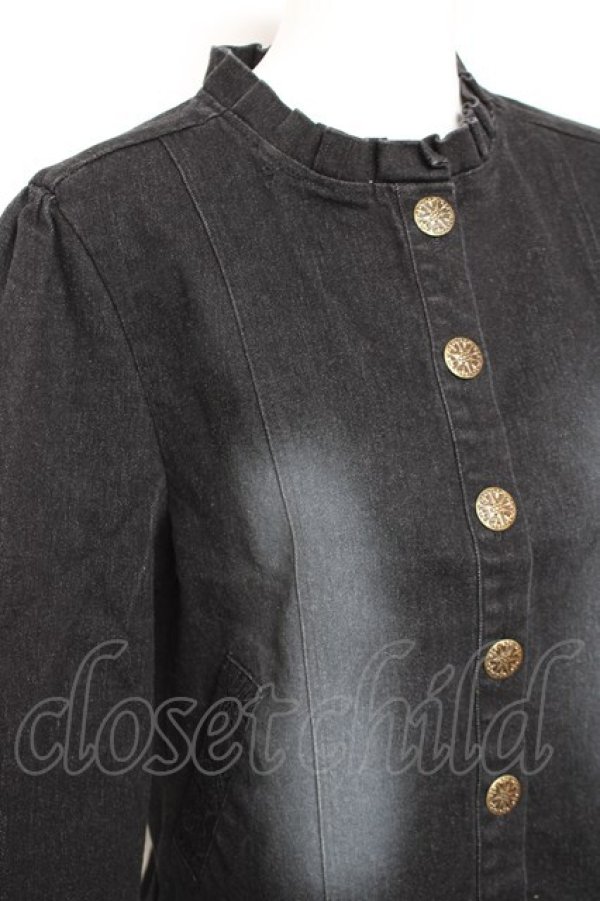 画像3: axes femme NOSTALGIE / フリルネックデニムジャケット F 黒 Y-26-01-31-066-AX-JA-SZ-ZY (3)