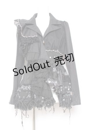 画像: hEVEN / スカルデザインフリル変形ジャケット  黒 Y-26-01-31-075-HN-JA-SZ-ZY