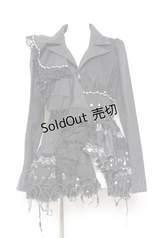 画像1: hEVEN / スカルデザインフリル変形ジャケット  黒 Y-26-01-31-075-HN-JA-SZ-ZY (1)