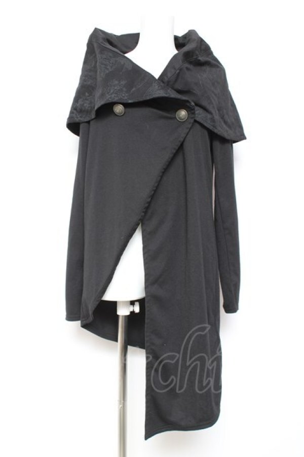 画像1: NAOTO SEVEN / BIGカラー変形カーディガン  黒 Y-26-01-31-076-HN-TO-SZ-ZY (1)