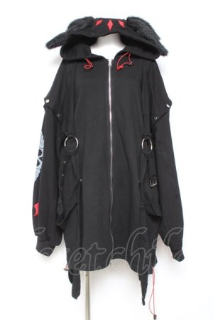 画像: Gamchu / Gamchu × Faputa motif Zip-up hoodie F ブラック×レッド Y-26-01-31-077-PU-TO-SZ-ZY