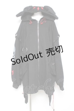 画像: Gamchu / Gamchu × Faputa motif Zip-up hoodie F ブラック×レッド Y-26-01-31-077-PU-TO-SZ-ZY