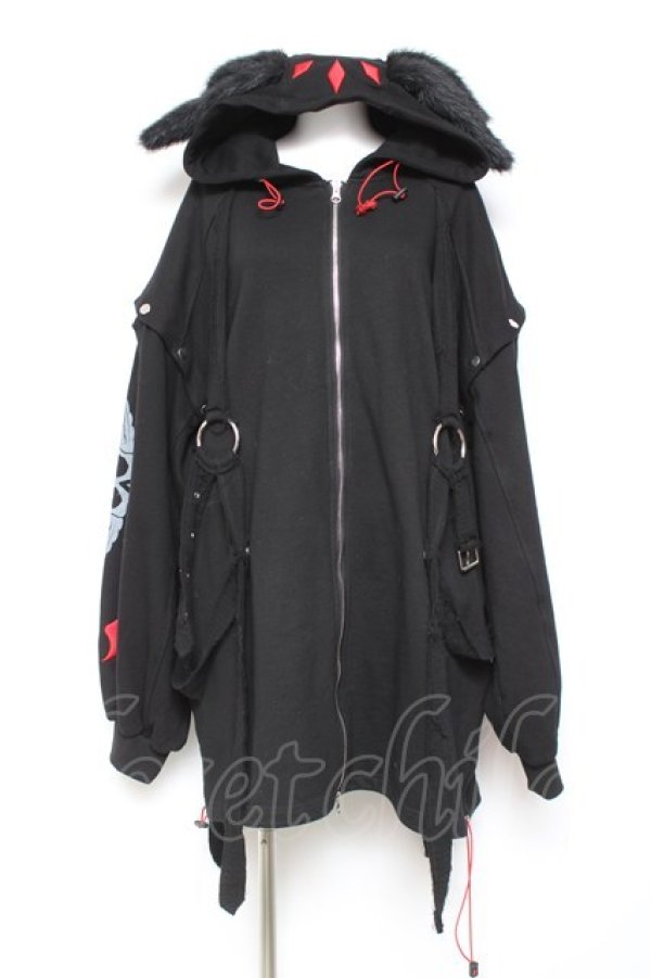 画像1: Gamchu / Gamchu × Faputa motif Zip-up hoodie F ブラック×レッド Y-26-01-31-077-PU-TO-SZ-ZY (1)