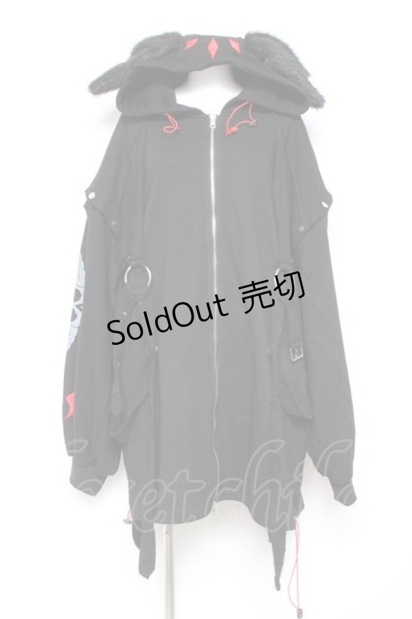 画像1: Gamchu / Gamchu × Faputa motif Zip-up hoodie F ブラック×レッド Y-26-01-31-077-PU-TO-SZ-ZY (1)