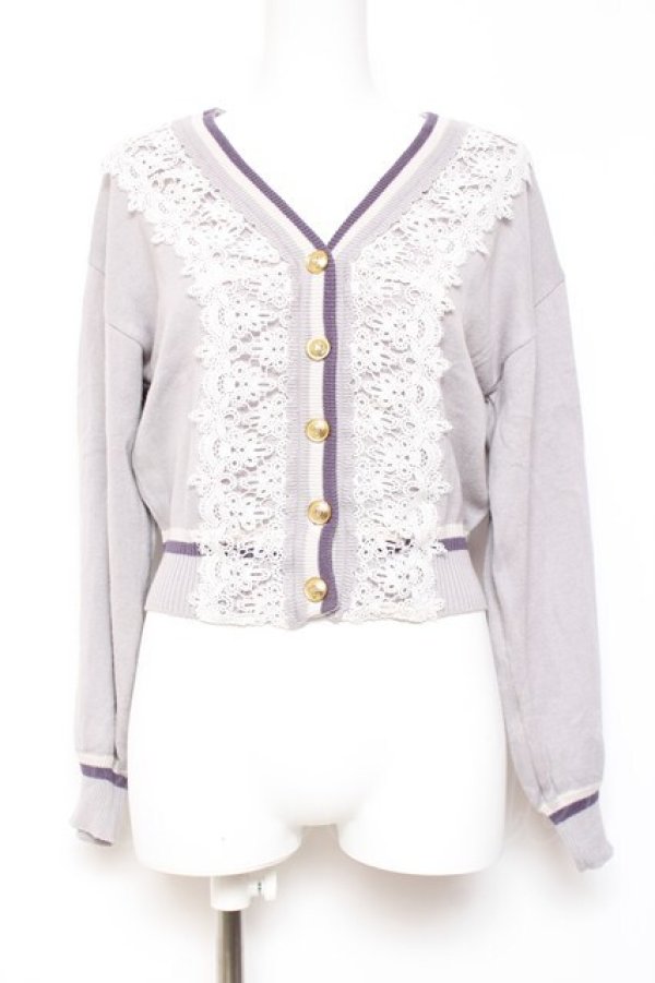 画像1: axes femme POETIQUE / ラインデザインカーディガン M グレー Y-26-01-31-078-AX-TO-SZ-ZY (1)