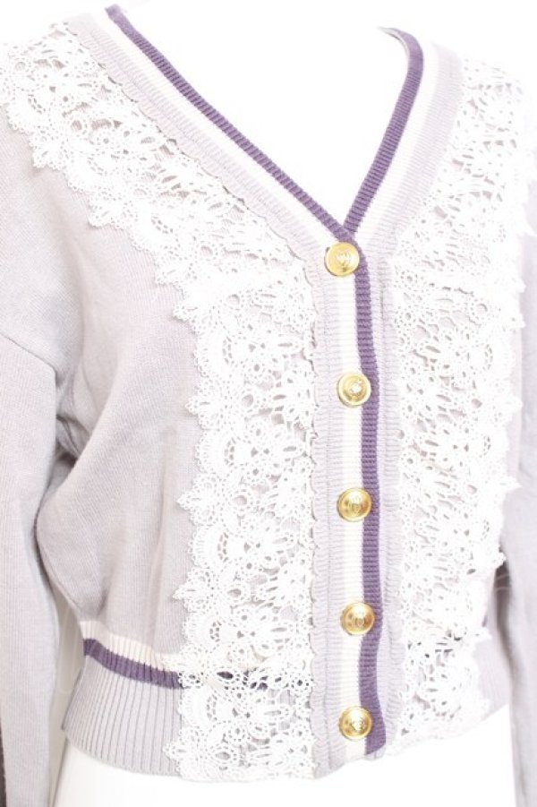 画像3: axes femme POETIQUE / ラインデザインカーディガン M グレー Y-26-01-31-078-AX-TO-SZ-ZY (3)