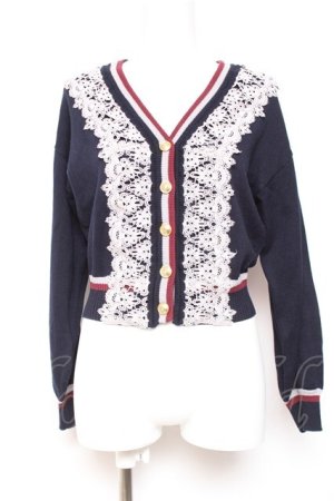 画像: axes femme POETIQUE / ラインデザインカーディガン M 紺 Y-26-01-31-079-AX-TO-SZ-ZY