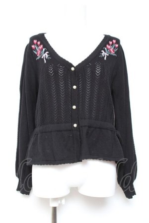 画像: axes femme POETIQUE / チューリップニットカーディガン M 黒 Y-26-01-31-080-AX-TO-SZ-ZY