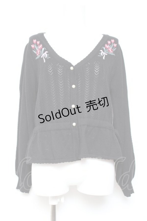 画像1: axes femme POETIQUE / チューリップニットカーディガン M 黒 Y-26-01-31-080-AX-TO-SZ-ZY (1)