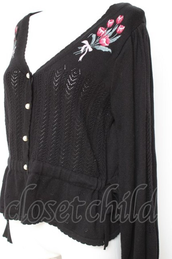 画像3: axes femme POETIQUE / チューリップニットカーディガン M 黒 Y-26-01-31-080-AX-TO-SZ-ZY (3)