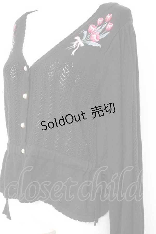 画像3: axes femme POETIQUE / チューリップニットカーディガン M 黒 Y-26-01-31-080-AX-TO-SZ-ZY (3)