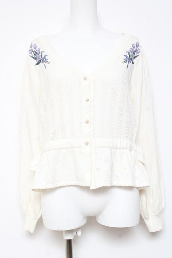 画像1: axes femme POETIQUE / チューリップニットカーディガン M 白 Y-26-01-31-081-AX-TO-SZ-ZY (1)