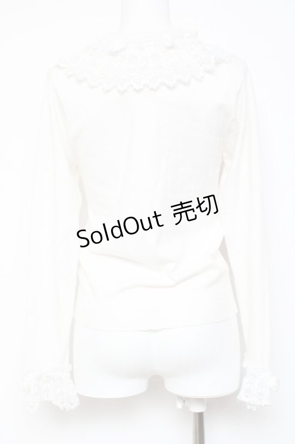 画像2: axes femme kawaii / レーシーフリルニットプル M 白 Y-26-01-31-083-AX-TO-SZ-ZY (2)