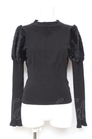 画像: Kurumi Collaboration / ショルダーファーニット  黒 Y-26-01-31-089-LO-TO-SZ-ZY