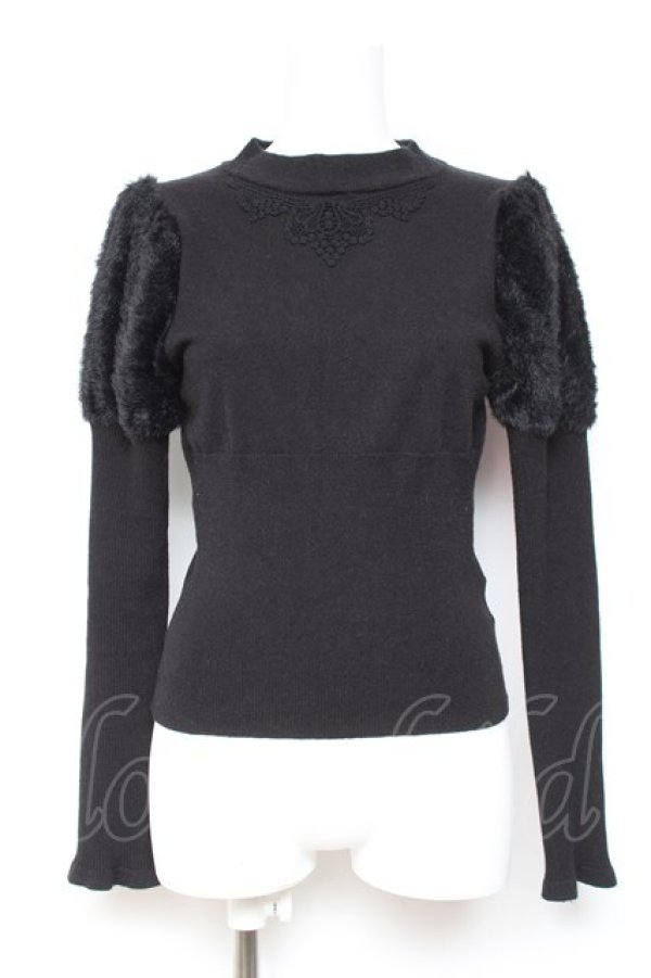 画像1: Kurumi Collaboration / ショルダーファーニット  黒 Y-26-01-31-089-LO-TO-SZ-ZY (1)