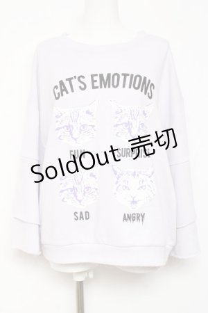 画像: LISTEN FLAVOR / ネコノキモチ ベルスリーブプルオーバー F ラベンダー Y-26-01-31-090-PU-TO-SZ-ZY