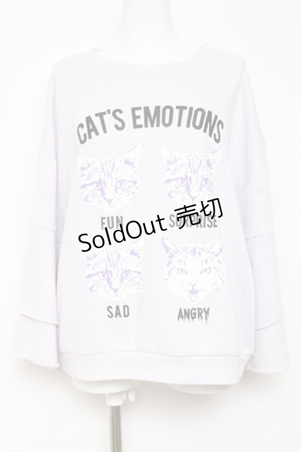 画像1: LISTEN FLAVOR / ネコノキモチ ベルスリーブプルオーバー F ラベンダー Y-26-01-31-090-PU-TO-SZ-ZY (1)