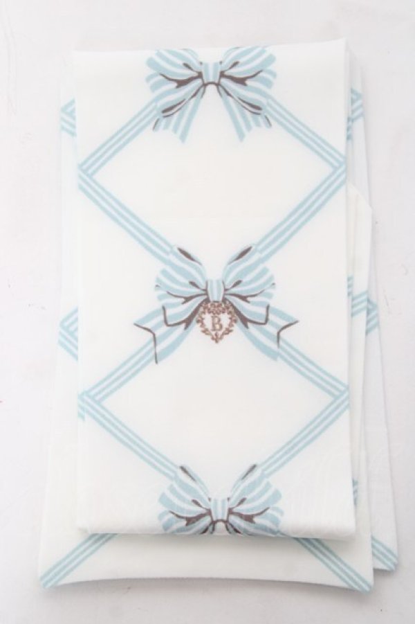 画像1: BABY, THE STARS SHINE BRIGHT / リボン柄プリントオーバーニーソックス  オフ白×ミント Y-26-01-31-017-BA-ZA-SZ-ZY (1)