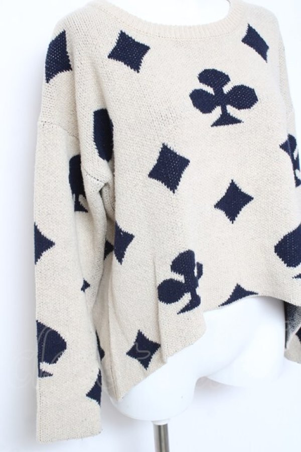 画像3: Favorite / トランプ柄セーター  ベージュ Y-26-01-31-091-LO-TO-SZ-ZY (3)