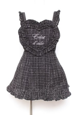 画像: Ank Rouge / ハートエプロンツイードSETUP M 黒 Y-26-01-31-095-CA-OP-SZ-ZY