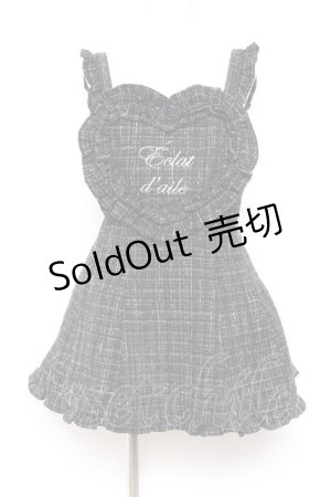 画像: Ank Rouge / ハートエプロンツイードSETUP M 黒 Y-26-01-31-095-CA-OP-SZ-ZY