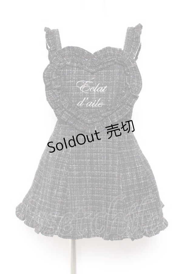 画像1: Ank Rouge / ハートエプロンツイードSETUP M 黒 Y-26-01-31-095-CA-OP-SZ-ZY (1)