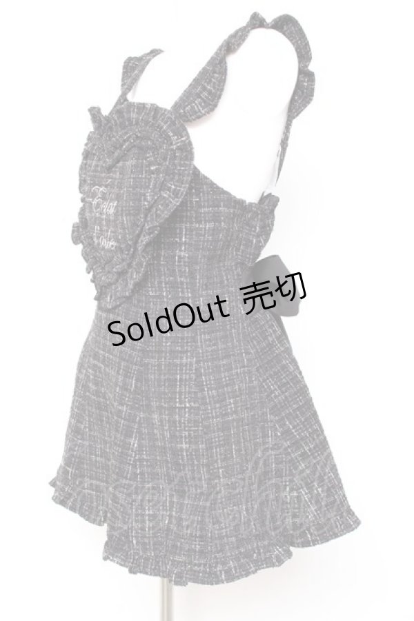 画像2: Ank Rouge / ハートエプロンツイードSETUP M 黒 Y-26-01-31-095-CA-OP-SZ-ZY (2)