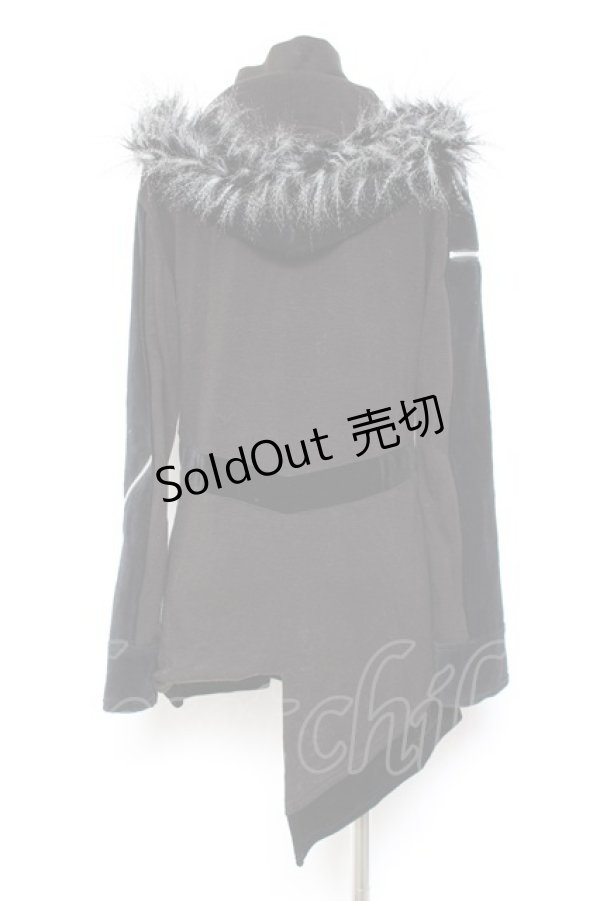 画像3: Sixh / ベロア切替ファーフードパーカー  黒 Y-26-01-31-096-HN-TO-SZ-ZY (3)