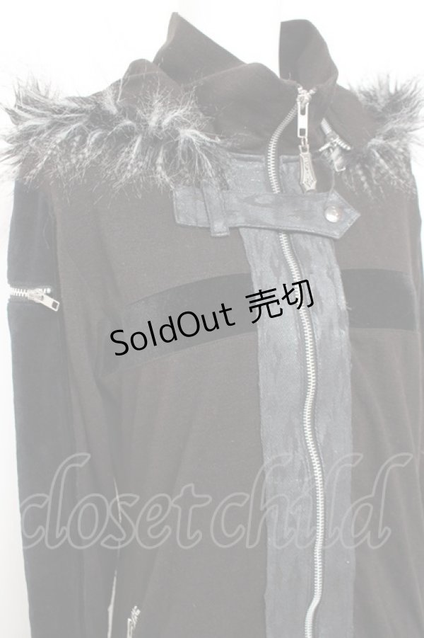 画像4: Sixh / ベロア切替ファーフードパーカー  黒 Y-26-01-31-096-HN-TO-SZ-ZY (4)