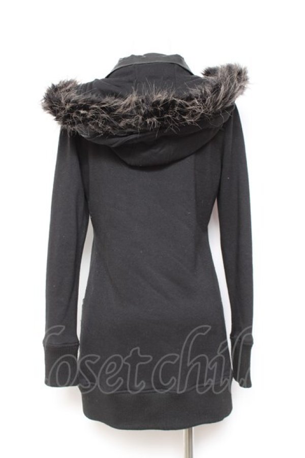 画像3: SEX POT ReVeNGe / レザーベルトデザインファーフードパーカー M 黒 Y-26-01-31-097-SP-TO-SZ-ZY (3)