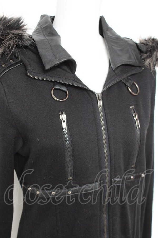 画像4: SEX POT ReVeNGe / レザーベルトデザインファーフードパーカー M 黒 Y-26-01-31-097-SP-TO-SZ-ZY (4)