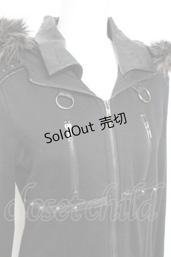 画像4: SEX POT ReVeNGe / レザーベルトデザインファーフードパーカー M 黒 Y-26-01-31-097-SP-TO-SZ-ZT0205P (4)