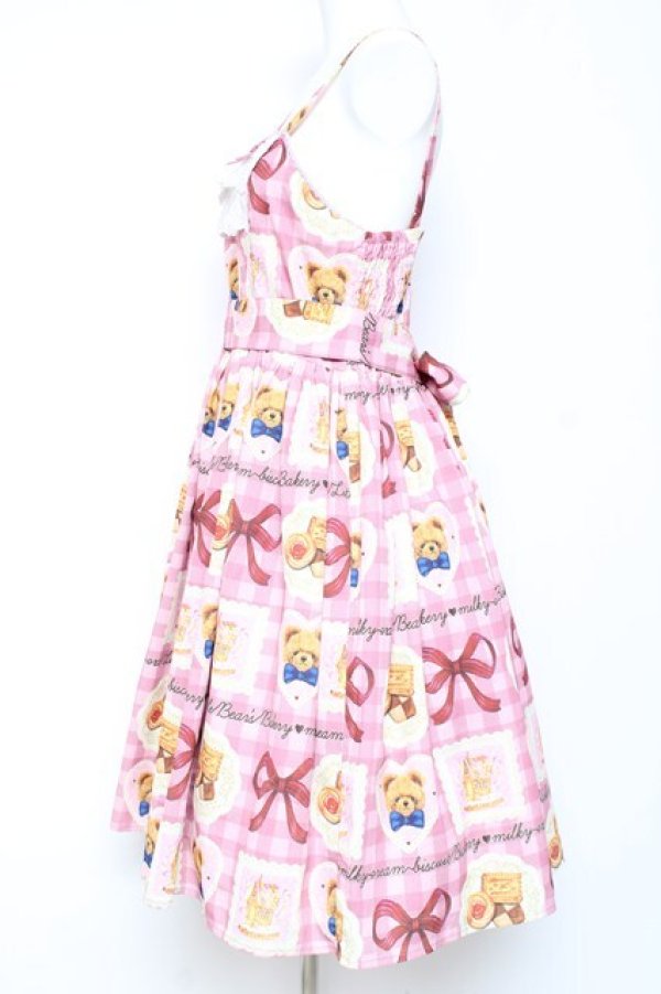 画像2: axes femme kawaii / ベアズベーカリー柄ジャンスカ M ピンク Y-26-01-31-104-AX-OP-SZ-ZY (2)