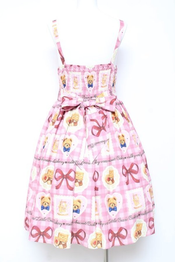 画像3: axes femme kawaii / ベアズベーカリー柄ジャンスカ M ピンク Y-26-01-31-104-AX-OP-SZ-ZY (3)