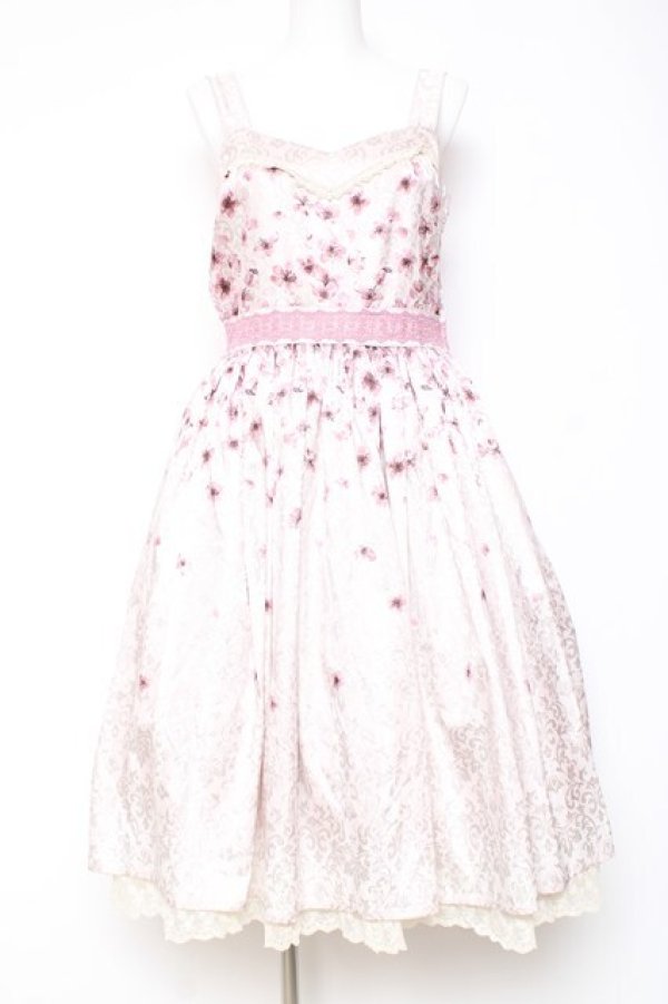 画像1: axes femme kawaii / 桜柄ジャンパースカート M ピンク Y-26-01-31-107-AX-OP-SZ-ZY (1)