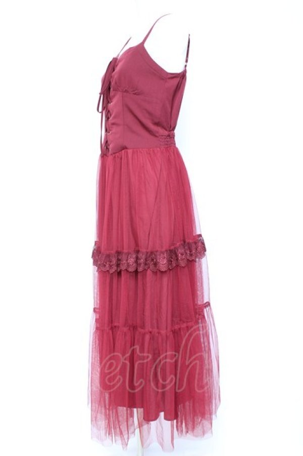 画像2: axes femme / コルセット風編上ジャンスカ F ワイン Y-26-01-31-108-AX-OP-SZ-ZY (2)