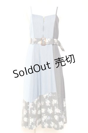 画像: axes femme / パッチワークワンピース M 青 Y-26-01-31-109-AX-OP-SZ-ZY