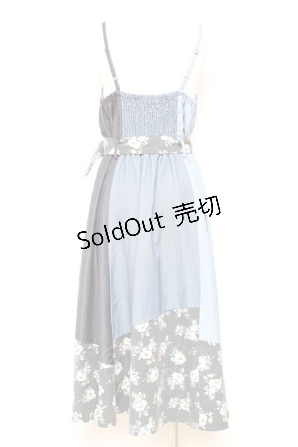 画像2: axes femme / パッチワークワンピース M 青 Y-26-01-31-109-AX-OP-SZ-ZY (2)