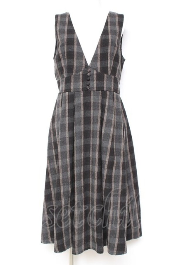 画像1: axes femme / シャギーチェックジャンスカ M 黒 Y-26-01-31-112-AX-OP-SZ-ZY (1)